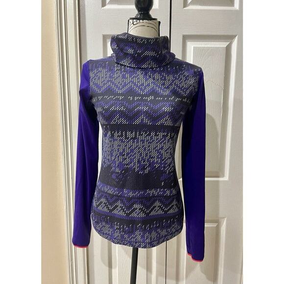 NIKE PRO DRIFIT SHIRT HYPERWARM TURTLENECK PURPLE BLACK GRID SZ M ATHLETIC CORE - Picture 11 of 11